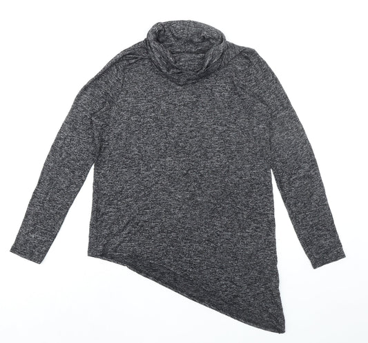 New Look Womens Black Viscose Basic T-Shirt Size 10 Roll Neck