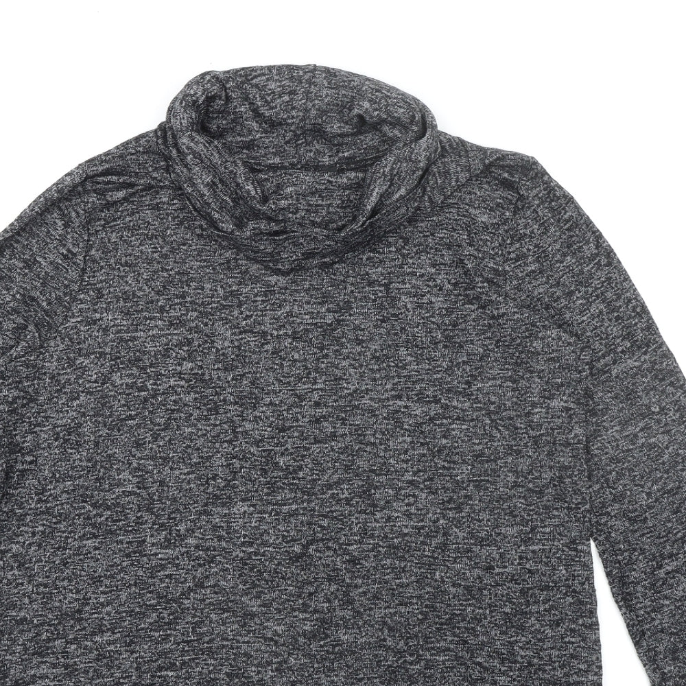 New Look Womens Black Viscose Basic T-Shirt Size 10 Roll Neck