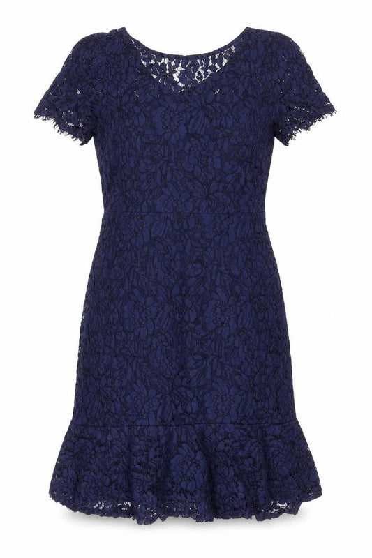 Wallis Womens Blue Floral Nylon A-Line Size 10 Boat Neck Zip