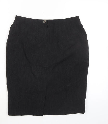 Back view of Principles women’s grey polyester a-line skirt, size UK 12, zip