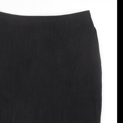 Close-up detail of Principles women’s grey polyester a-line skirt, size UK 12, zip