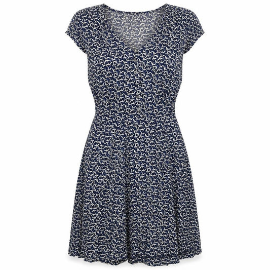 Louche Womens Blue Geometric Viscose Trapeze & Swing Size 12 V-Neck Zip