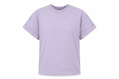 Front view of ASOS women’s purple cotton basic t-shirt, size UK 4, crew neck