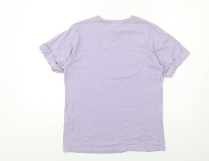 Back view of ASOS women’s purple cotton basic t-shirt, size UK 4, crew neck