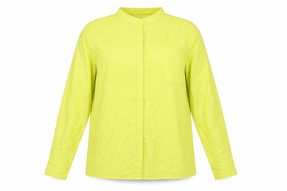 Next Womens Yellow Polyester Basic Button-Up Size 14 Round Neck
