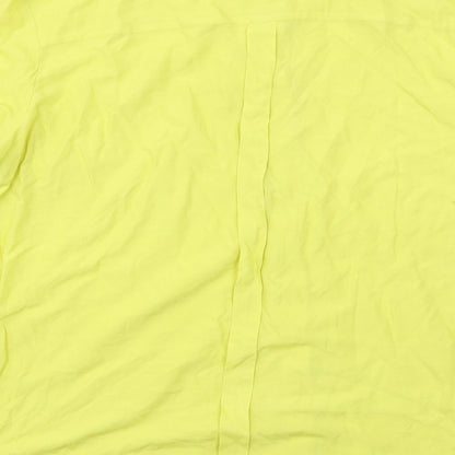 Next Womens Yellow Polyester Basic Button-Up Size 14 Round Neck
