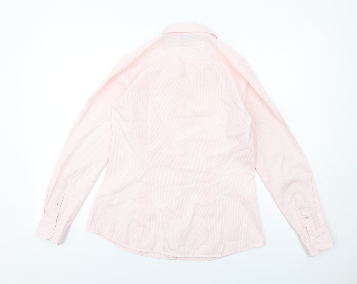 H&M Womens Pink Striped Polyester Basic Button-Up Size 10 Collared