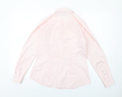 H&M Womens Pink Striped Polyester Basic Button-Up Size 10 Collared