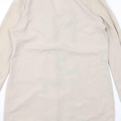 Brand and care label for Missguided women’s beige polyester jacket dress, size UK 6, collared button