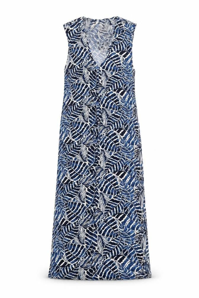 H&M Womens Blue Geometric Viscose A-Line Size 10 V-Neck Pullover