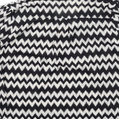 H&M Womens Black Geometric Polyester Basic Blouse Size XS V-Neck
