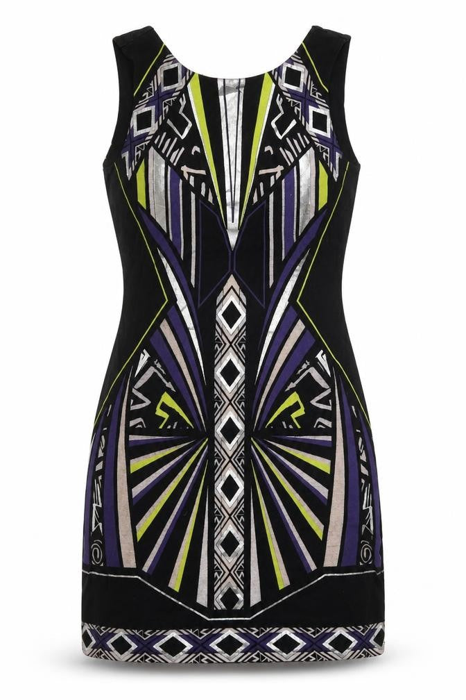 River Island Womens Multicoloured Geometric Cotton Shift Size 12 Round Neck Pullover
