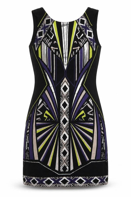 River Island Womens Multicoloured Geometric Cotton Shift Size 12 Round Neck Pullover