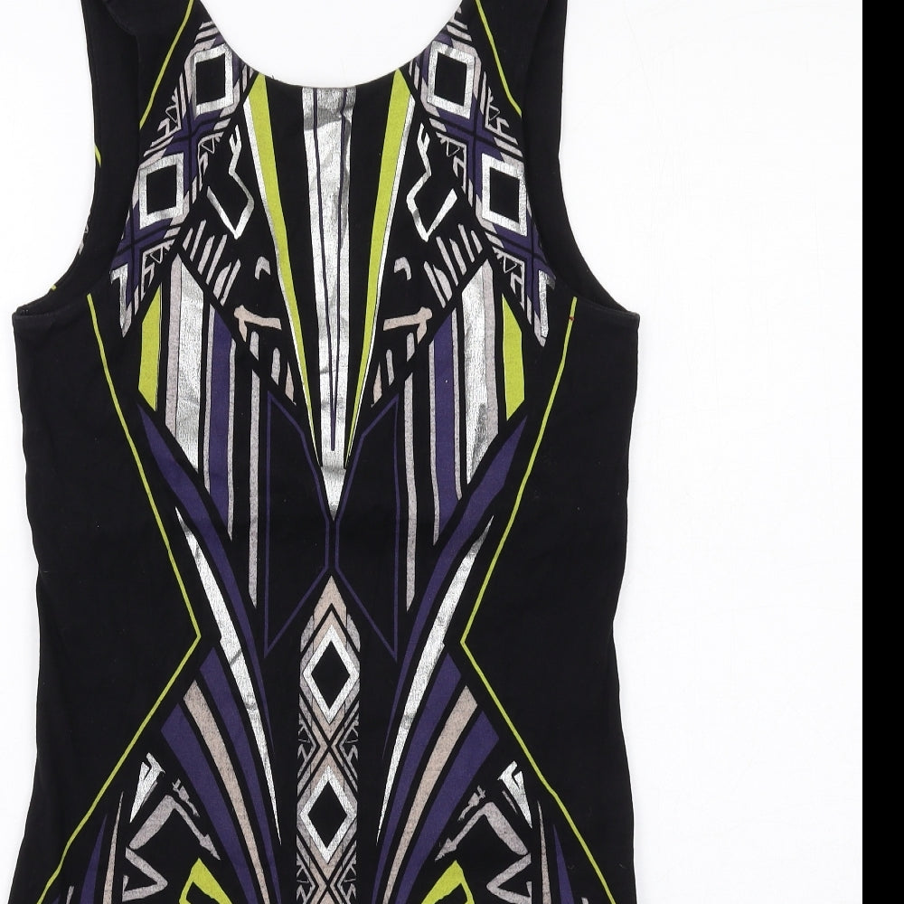 River Island Womens Multicoloured Geometric Cotton Shift Size 12 Round Neck Pullover