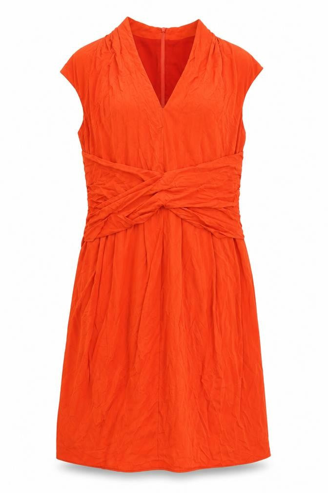 Per Una Womens Orange Cupro Shift Size 16 V-Neck Zip