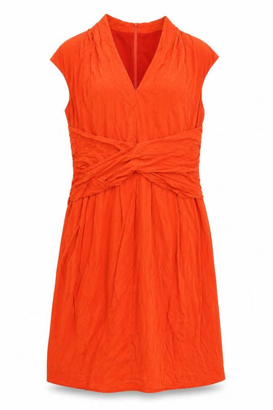 Per Una Womens Orange Cupro Shift Size 16 V-Neck Zip