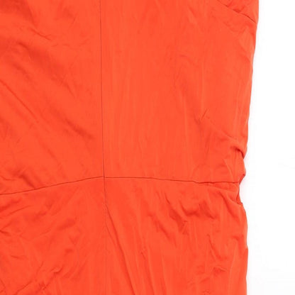 Per Una Womens Orange Cupro Shift Size 16 V-Neck Zip