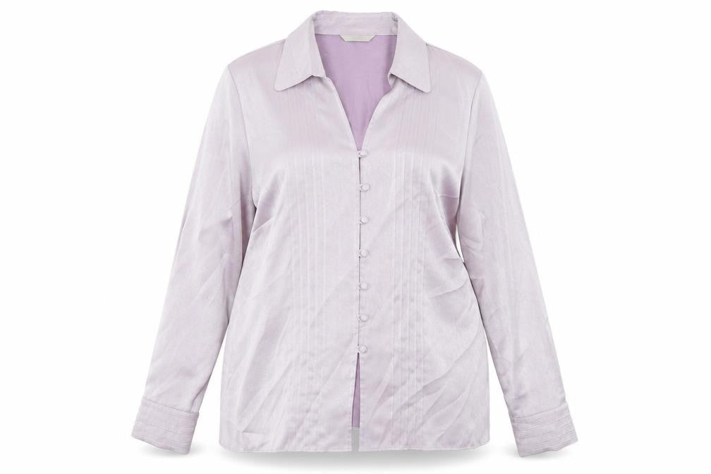 Marks & Spencer Womens Purple Polyester Basic Button-Up Size 16 Collared