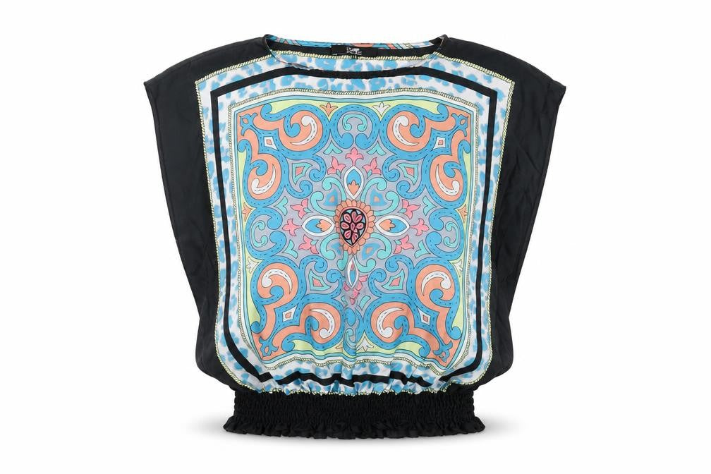 Julien Macdonald Womens Multicoloured Geometric Polyester Basic Blouse Size 14 Round Neck