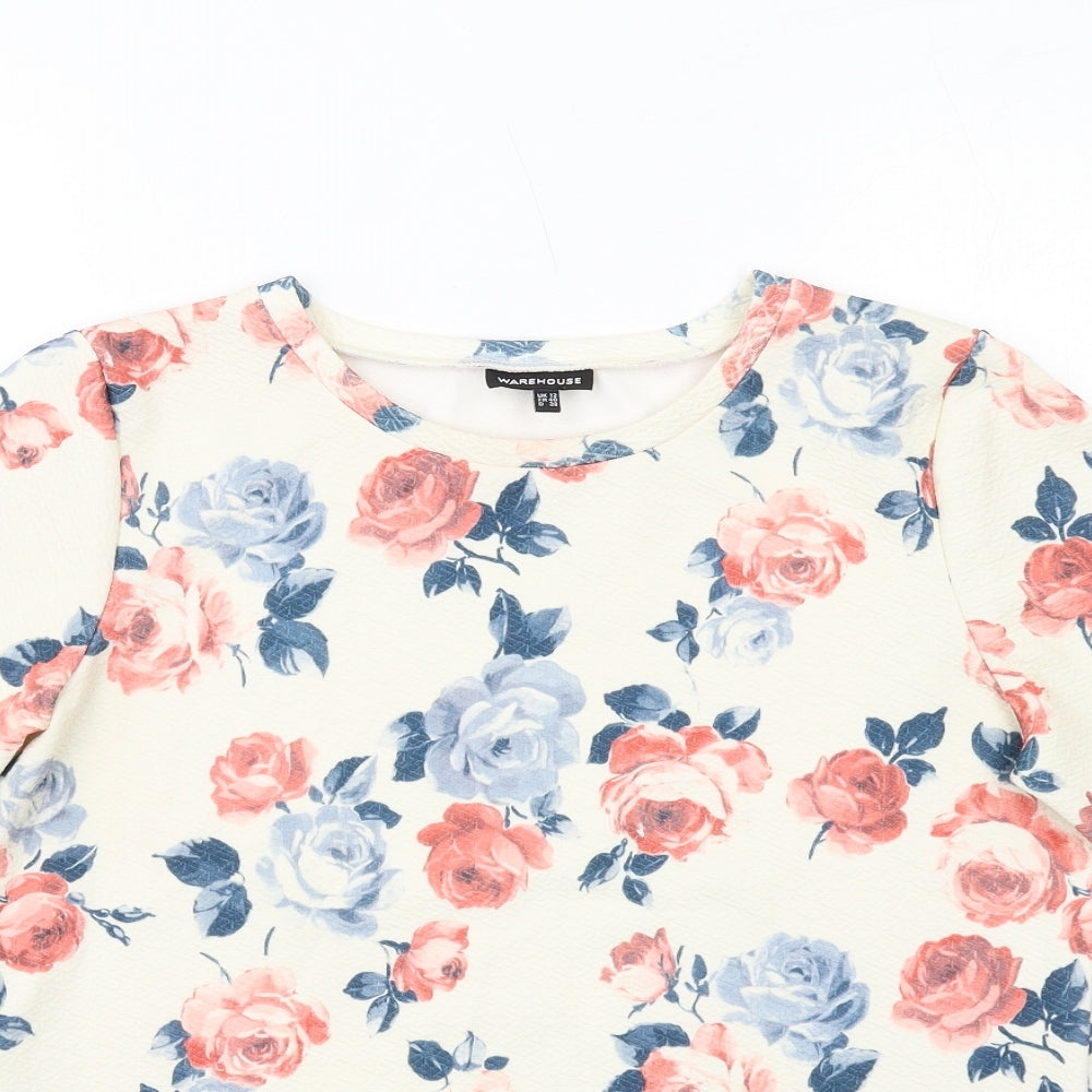 Warehouse Womens Multicoloured Floral Polyester Basic Tank Size 12 Round Neck
