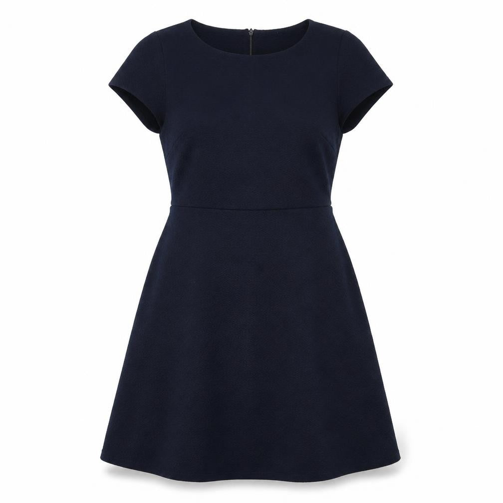 Yumi Womens Blue Polyester A-Line Size 10 Round Neck Zip