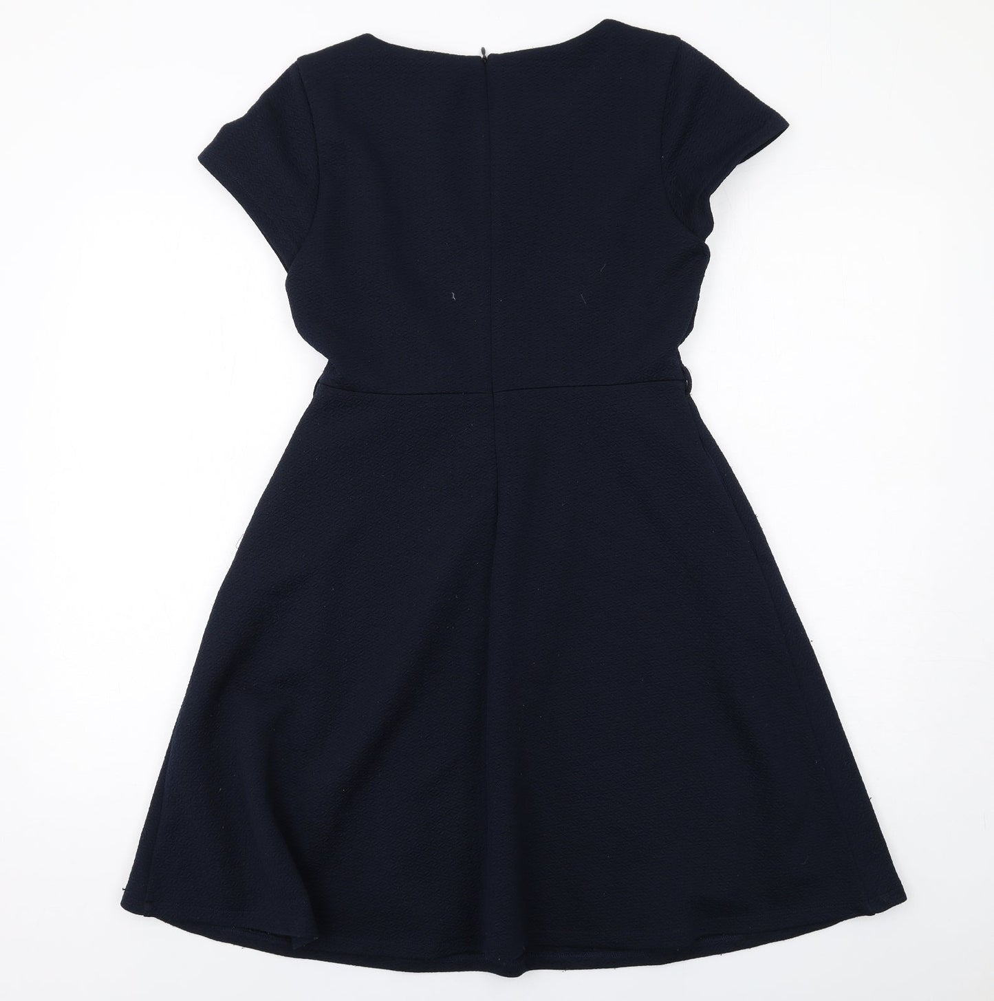 Yumi Womens Blue Polyester A-Line Size 10 Round Neck Zip