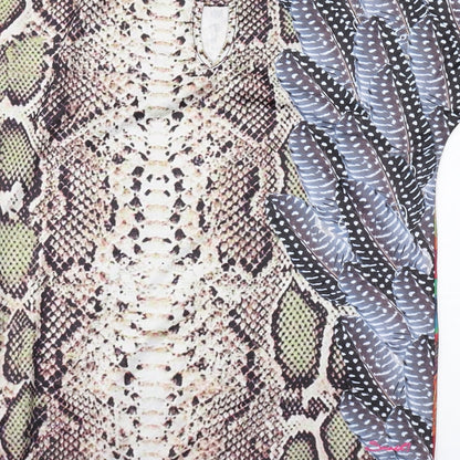 Smash Womens Multicoloured Animal Print Polyester Basic Blouse Size S Boat Neck
