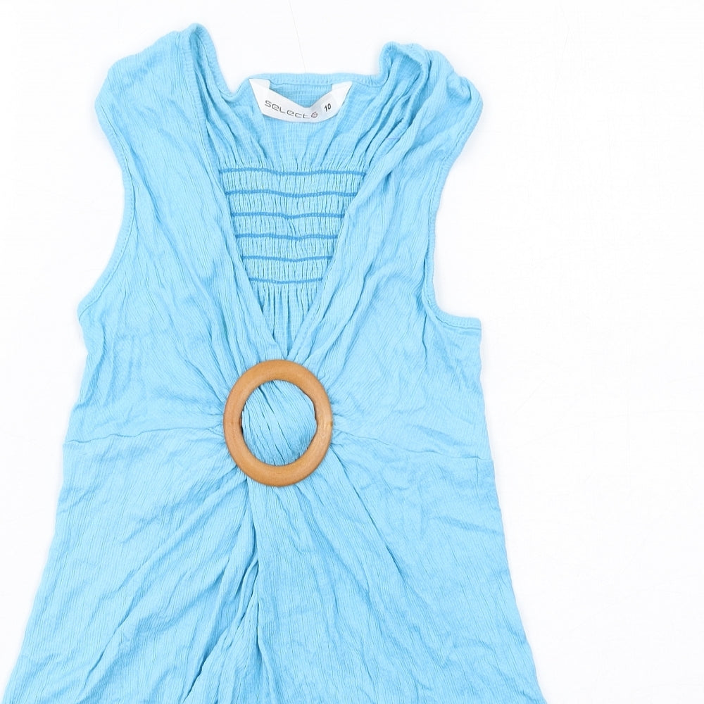 Select Womens Blue Viscose Basic Blouse Size 10 V-Neck