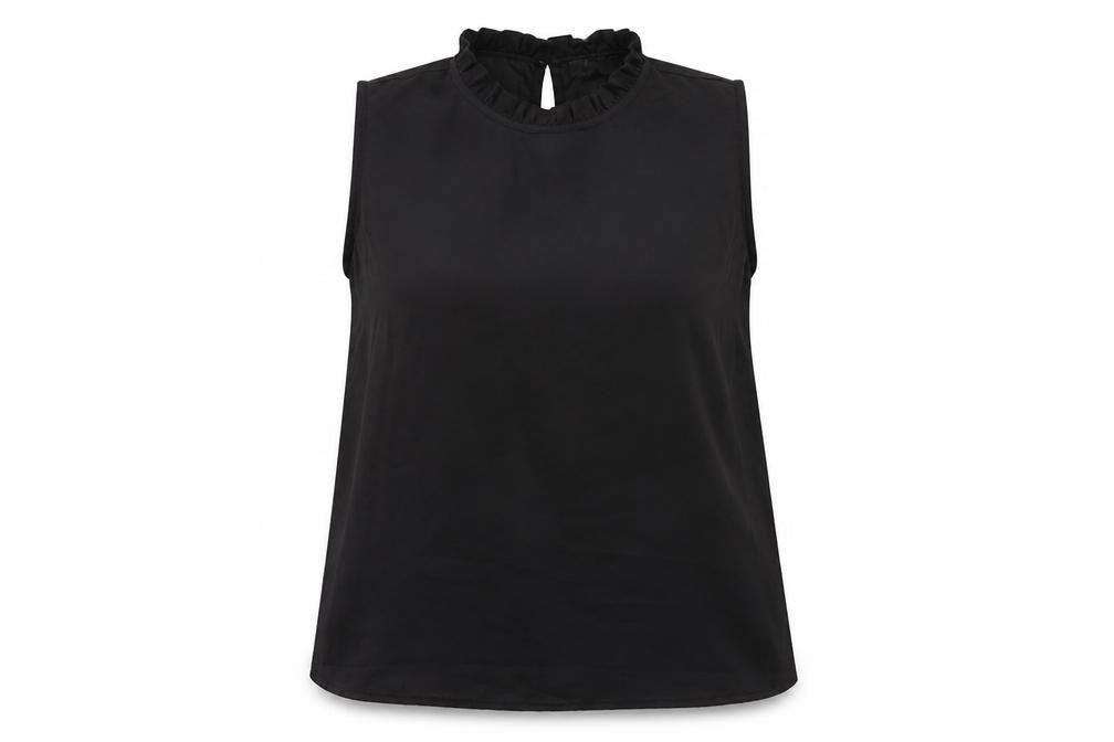 New Look Womens Black Polyester Basic Blouse Size 8 Mock Neck