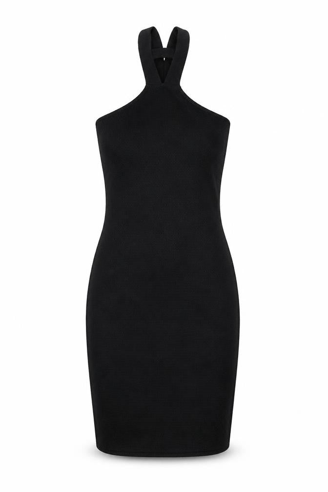 PRETTYLITTLETHING Womens Black Polyester Bodycon Size 6 V-Neck Pullover