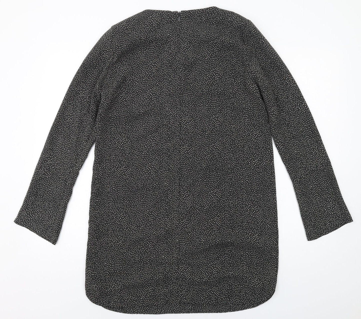 H&M Womens Grey Geometric Polyester A-Line Size 10 Round Neck Zip