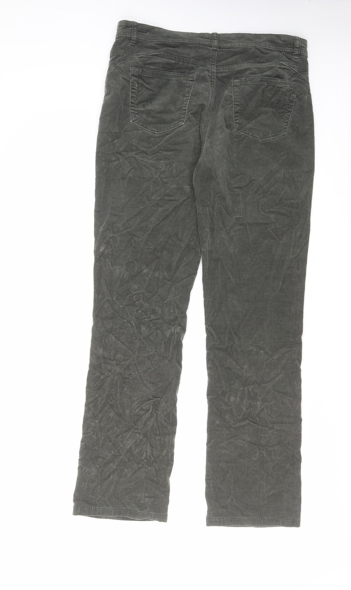 Per Una Womens Green Cotton Trousers Size 32 in L29 in Regular Zip