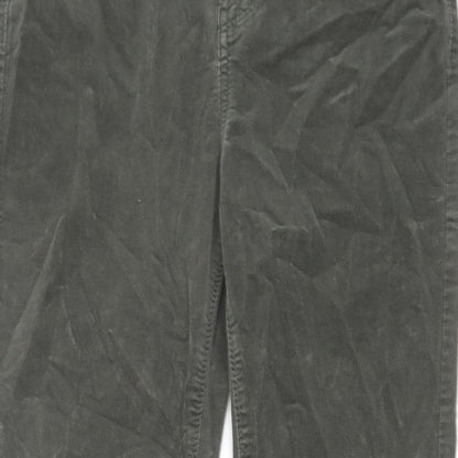 Per Una Womens Green Cotton Trousers Size 32 in L29 in Regular Zip