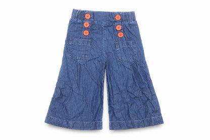 Cycleband Girls Blue Cotton Wide-Leg Jeans Size 3 Years Regular Button