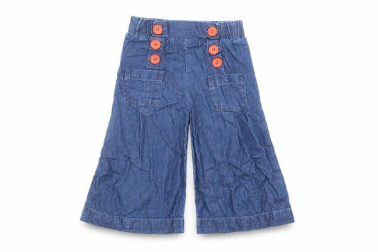 Cycleband Girls Blue Cotton Wide-Leg Jeans Size 3 Years Regular Button