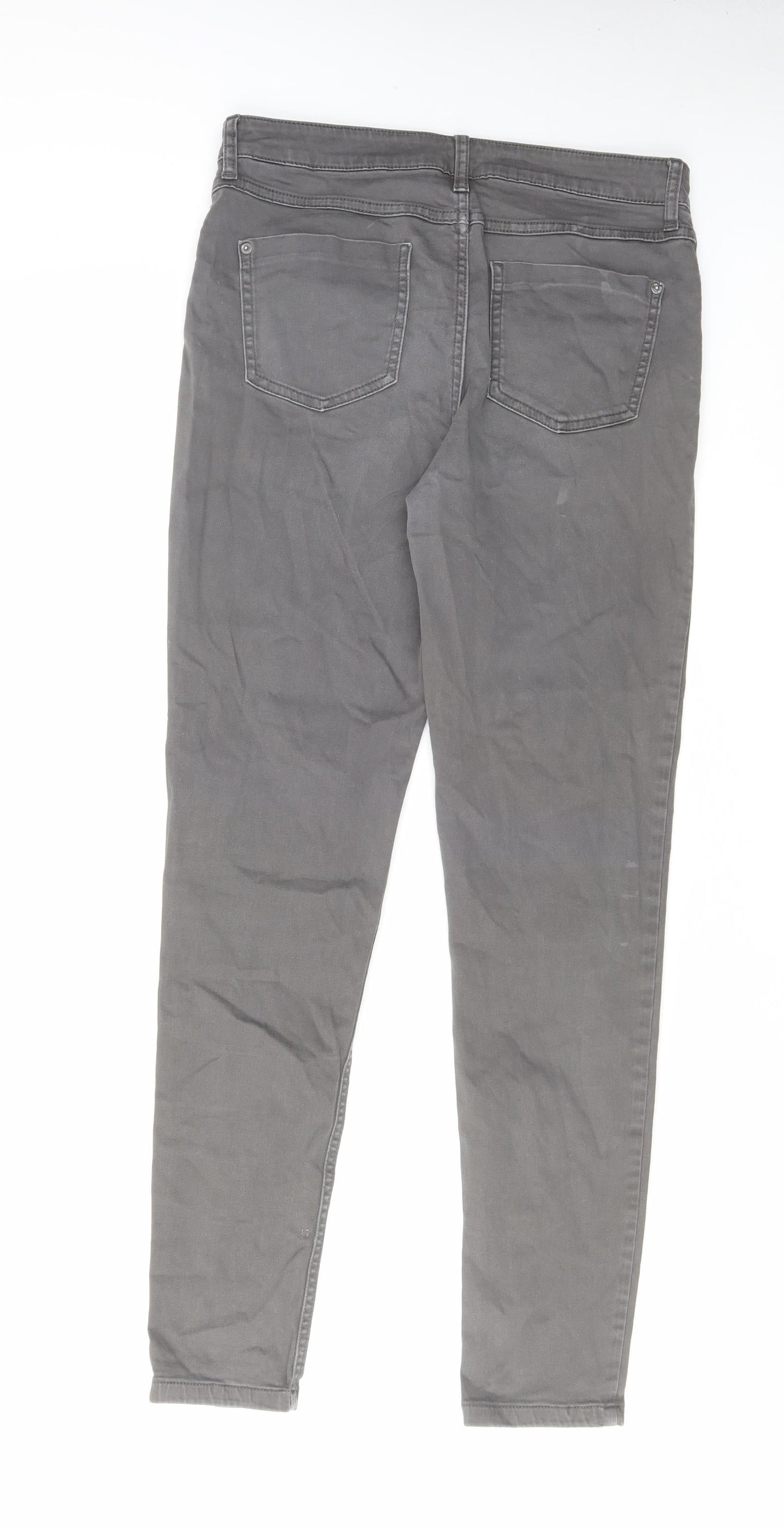 Marks and Spencer Womens Grey Cotton Skinny Jeans Size 12 L30 in Regular Zip