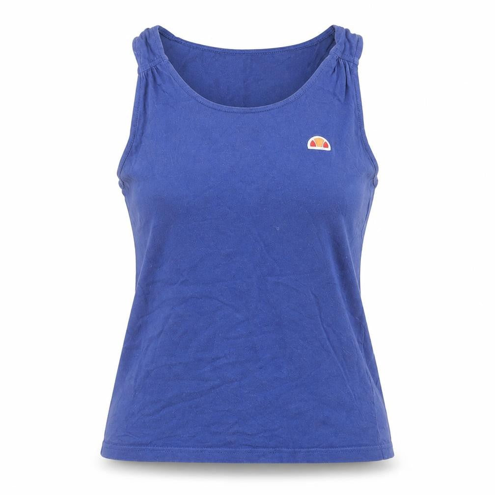 ellesse Womens Blue Cotton Basic Tank Size 10 Boat Neck