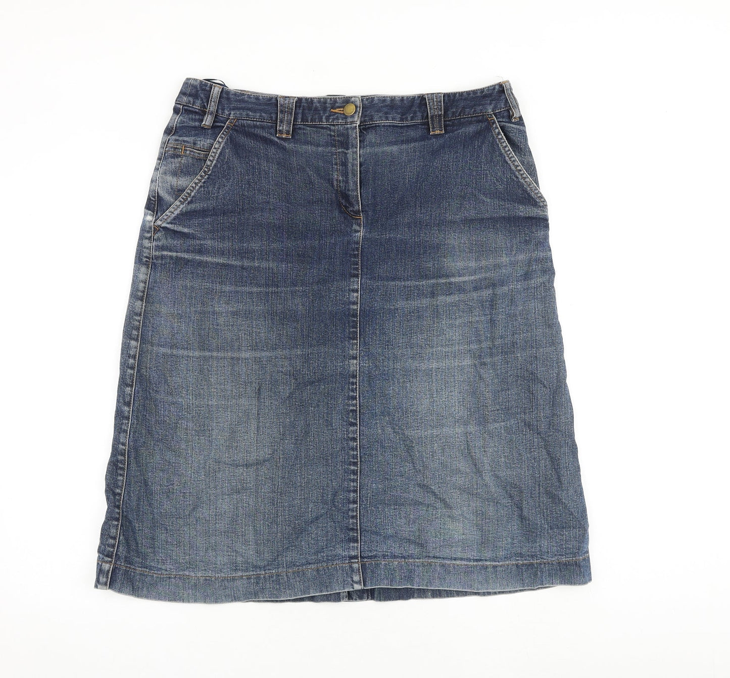 Artigiano Womens Blue Cotton A-Line Skirt Size 36 in Zip