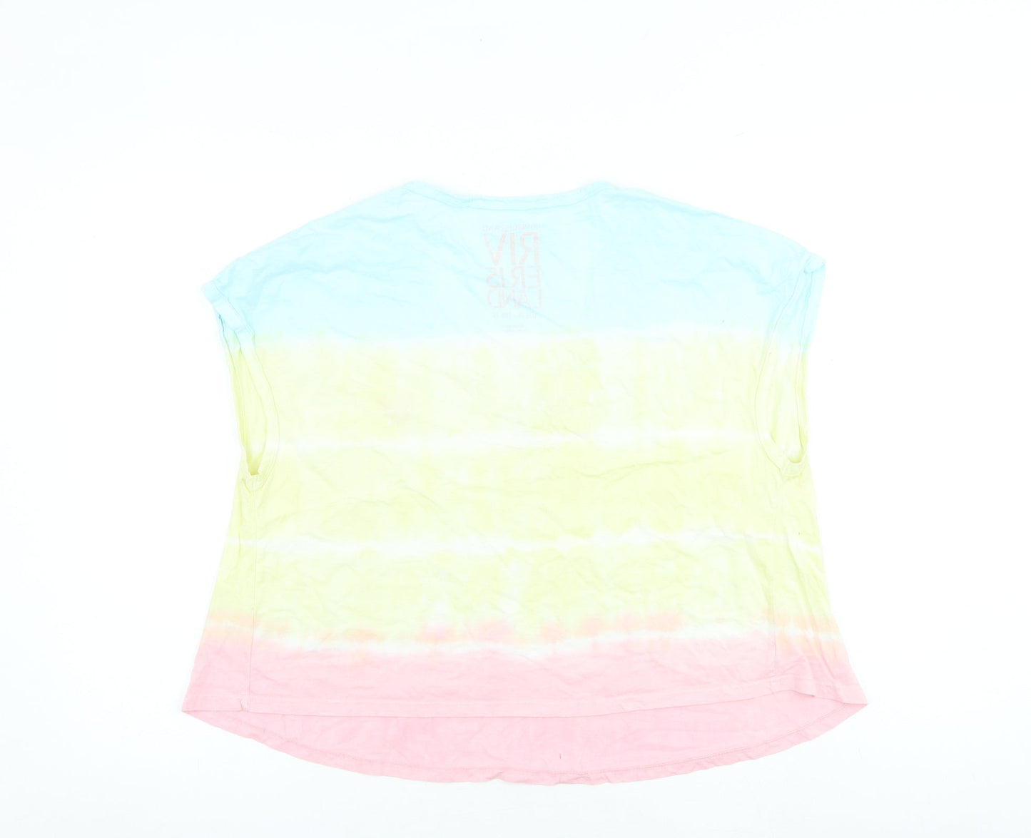 River Island Womens Multicoloured 100% Cotton Basic T-Shirt Size 10 V-Neck - Tie Dye