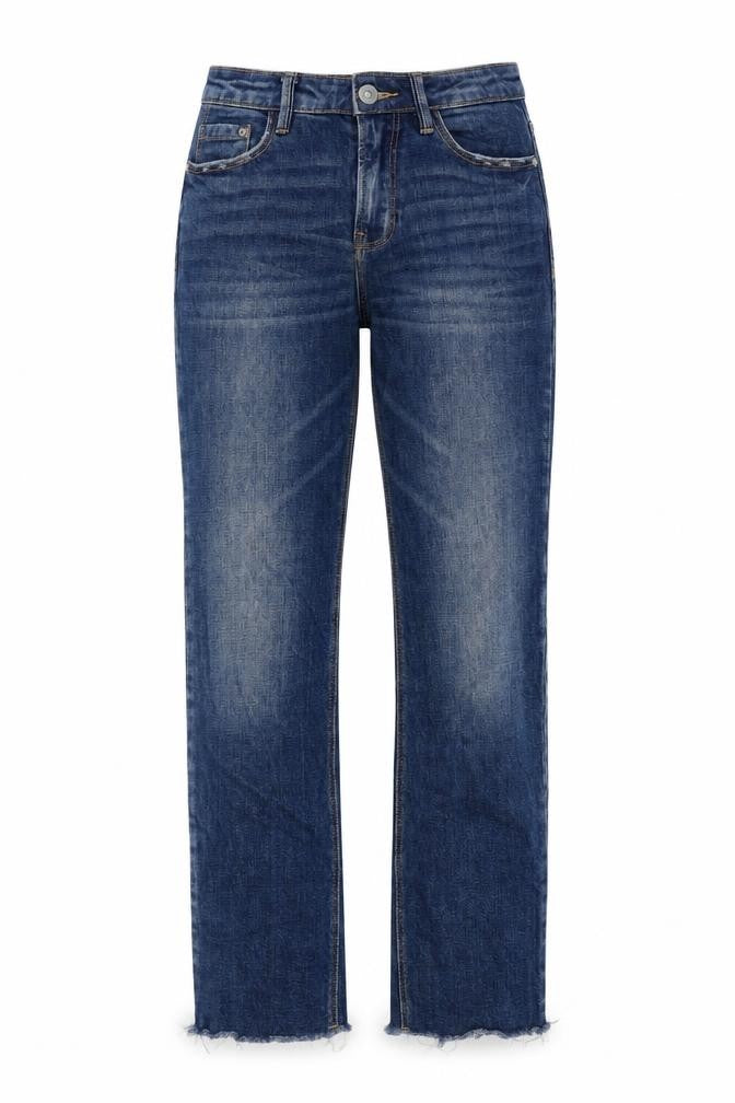 Stradivarius Womens Blue Cotton Straight Jeans Size 6 L27 in Regular Zip - Raw Hem