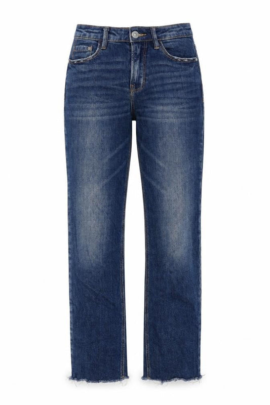 Stradivarius Womens Blue Cotton Straight Jeans Size 6 L27 in Regular Zip - Raw Hem