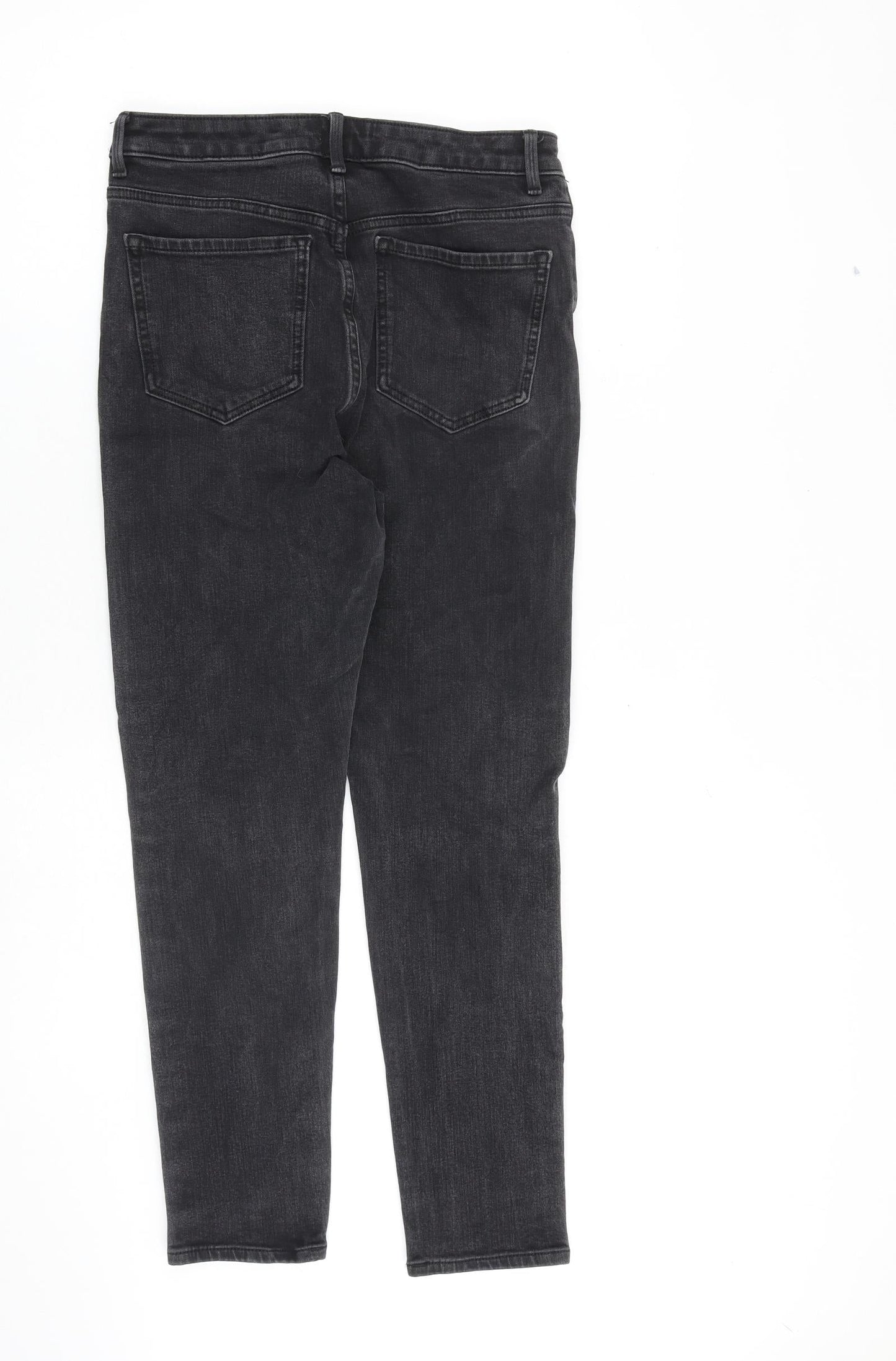 Marks and Spencer Womens Grey Cotton Skinny Jeans Size 12 L27 in Regular Zip