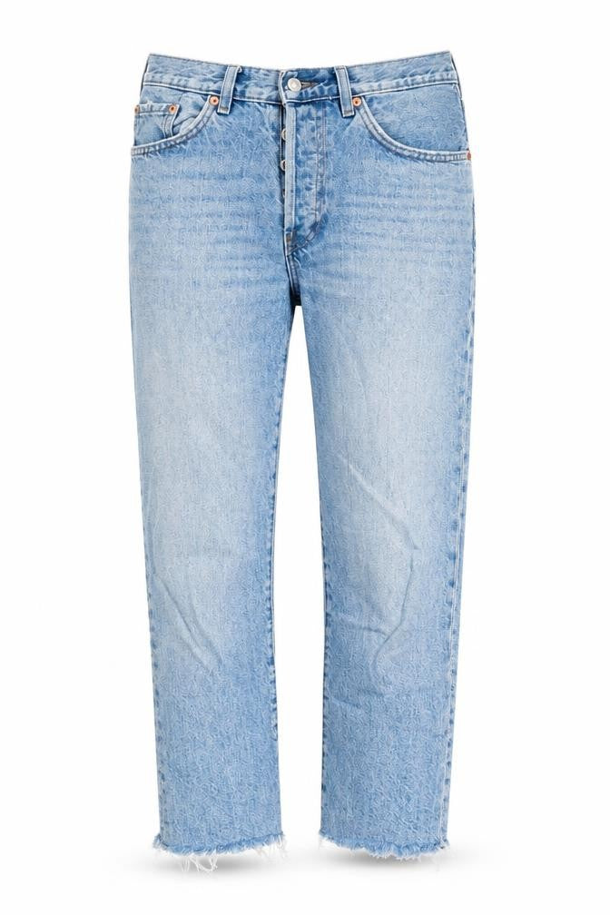 Mango Womens Blue Cotton Straight Jeans Size 10 L26 in Regular Button - Raw Hem