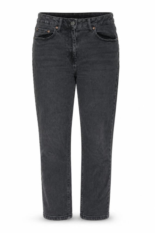 Next Womens Grey Cotton Straight Jeans Size 10 L26 in Slim Zip