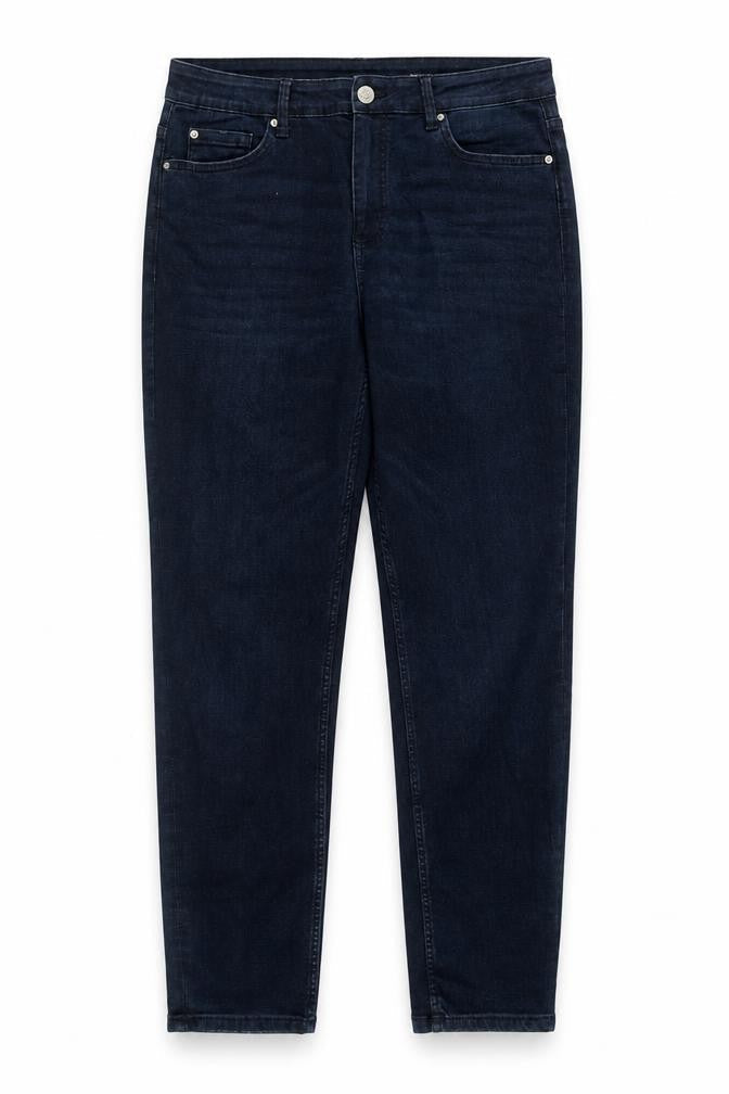 Marks & Spencer Womens Blue Cotton Tapered Jeans Size 34 in L29 in Regular Zip