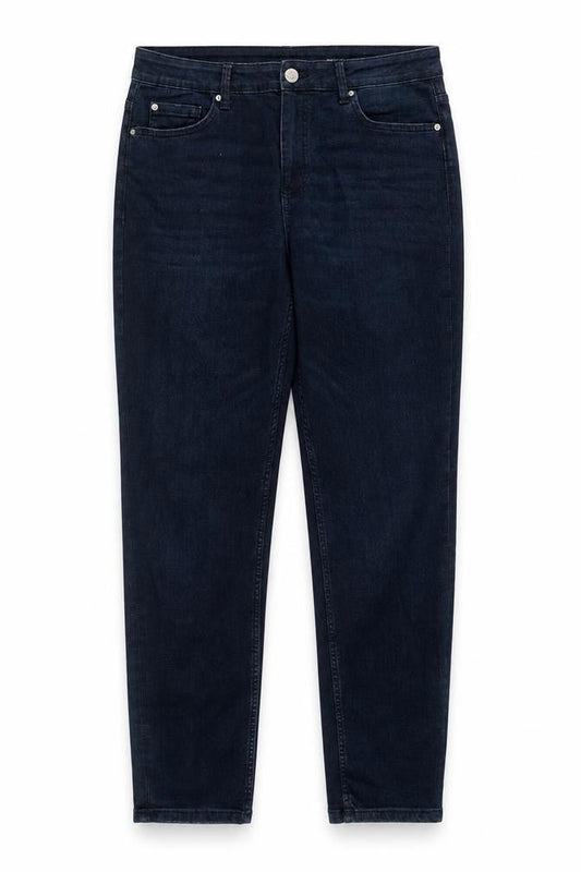 Marks & Spencer Womens Blue Cotton Tapered Jeans Size 34 in L29 in Regular Zip