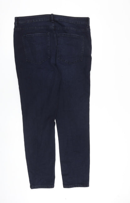 Marks & Spencer Womens Blue Cotton Tapered Jeans Size 34 in L29 in Regular Zip