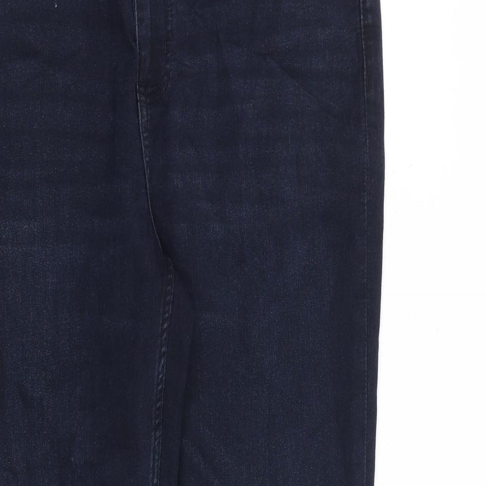 Marks and Spencer Womens Blue Cotton Tapered Jeans Size 34 in L29 in Regular Zip