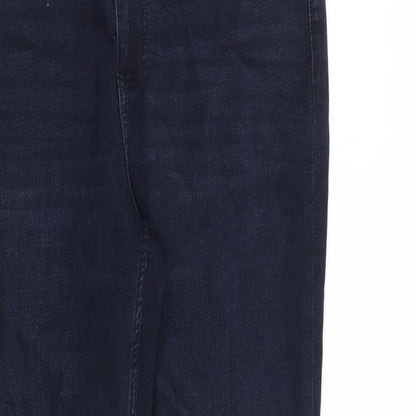 Marks & Spencer Womens Blue Cotton Tapered Jeans Size 34 in L29 in Regular Zip