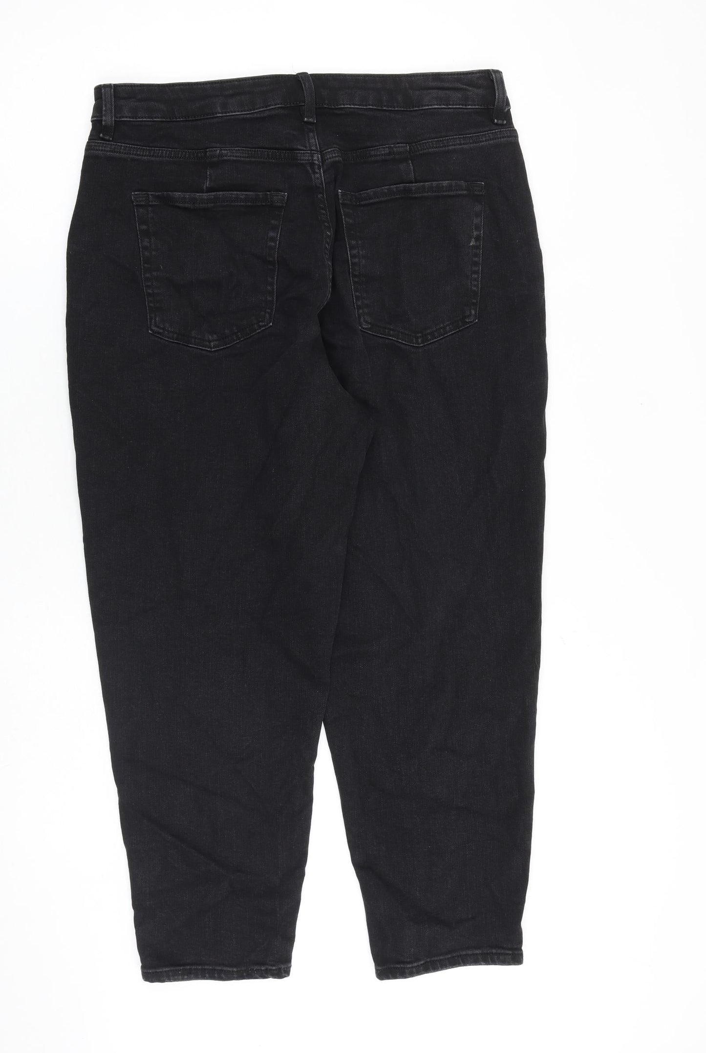 Eighteen Eighty Four Womens Black Cotton Tapered Jeans Size 34 in L24 in Regular Zip
